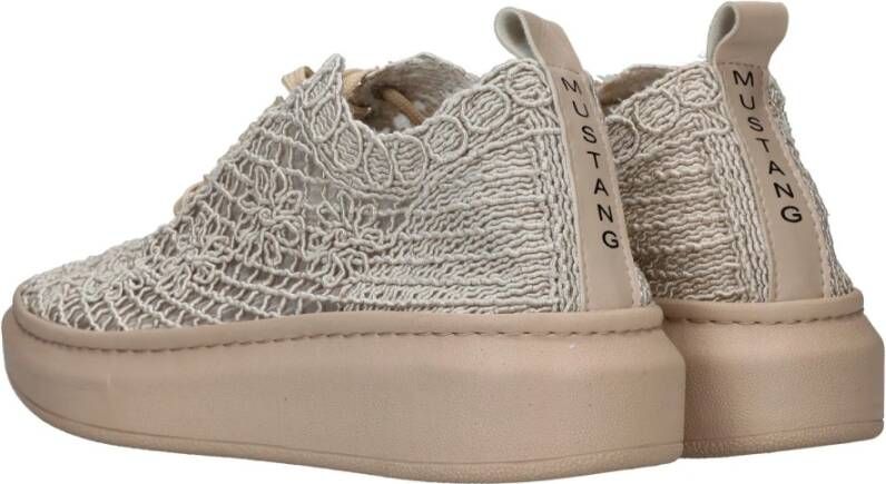 mustang Beige Bloemen Sneakers voor Dames Beige Dames