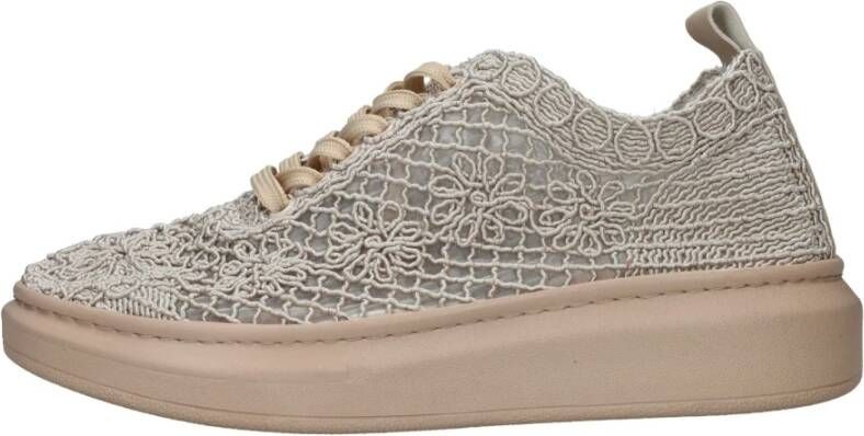 mustang Beige Bloemen Sneakers voor Dames Beige Dames