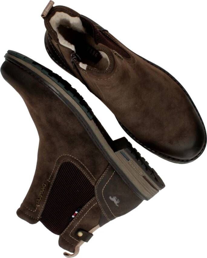 mustang Bruine Chelsea Boot met Teddy Voering Brown Heren