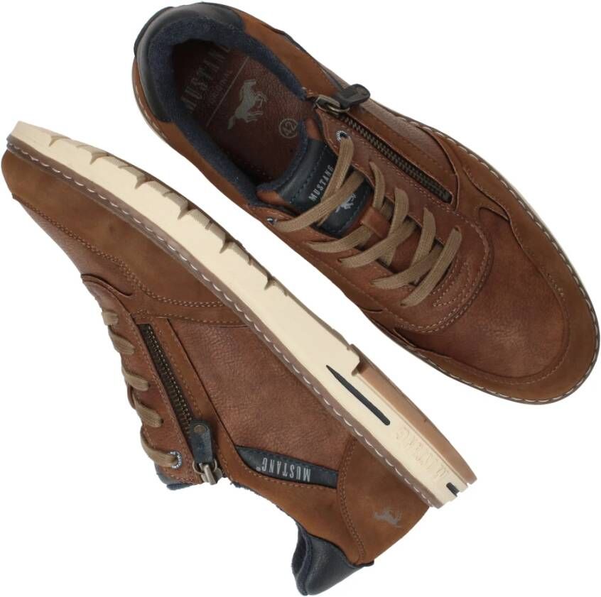 mustang Bruine Sneaker met Rits Sluiting Brown Heren