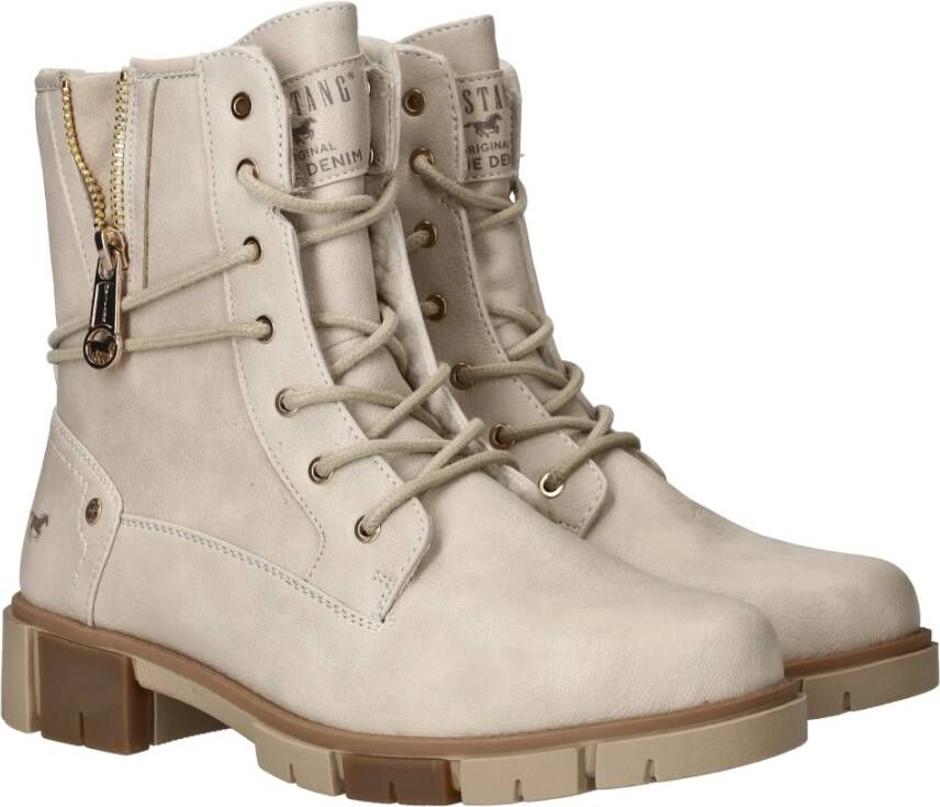 mustang Ivoor Veterboot Beige Dames