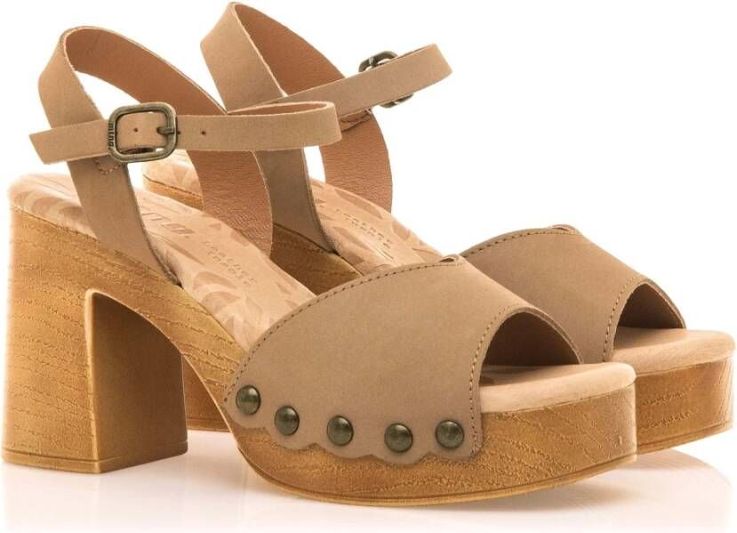 mustang Sandalen met hak Beige Dames