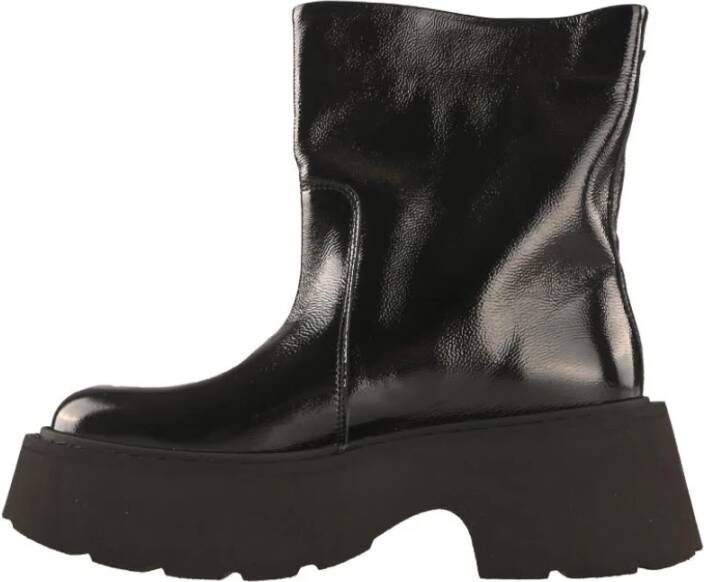 N21 Leren enkellaarsjes met strikdetail Black Dames