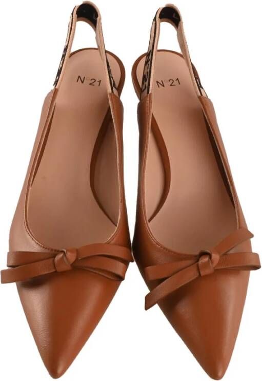 N21 Stiletto Hak Leren Slingback Schoenen Brown Dames