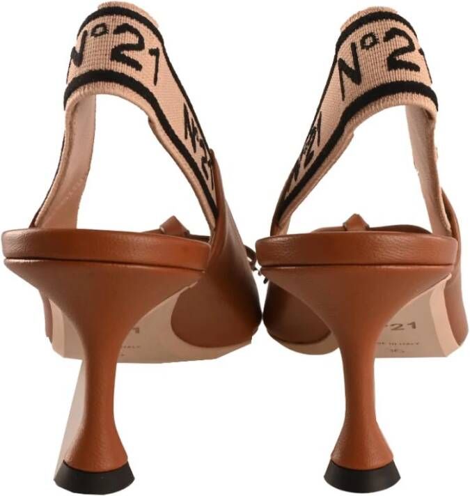 N21 Stiletto Hak Leren Slingback Schoenen Brown Dames