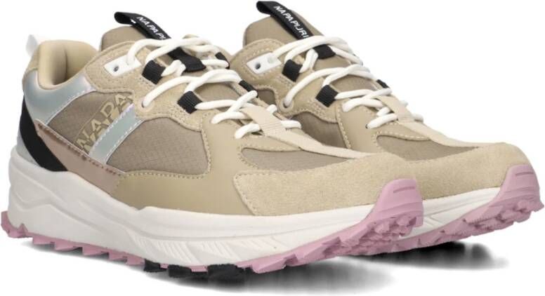 Napapijri Beige Vertic Sneakers met Metallic Panelen Beige Dames