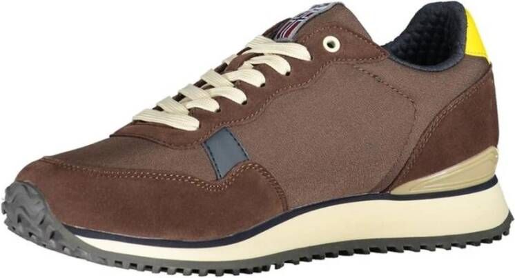 Napapijri Bruine Sports Sneaker met Logo Print Brown Heren