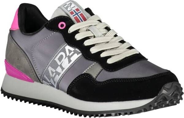 Napapijri Grijze Contrast Sneakers Stijlvol Logo Gray Dames