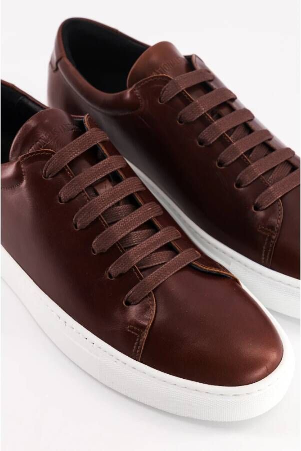 National Standard Handgemaakte Cognac Patina Sneakers Brown Heren