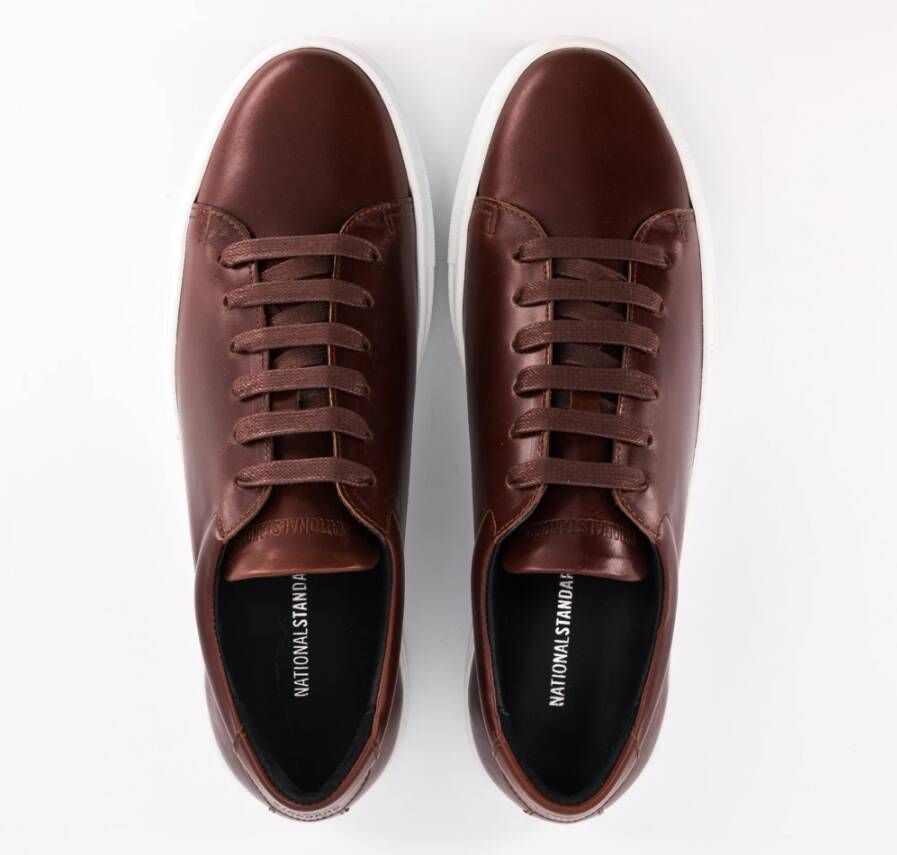 National Standard Handgemaakte Cognac Patina Sneakers Brown Heren