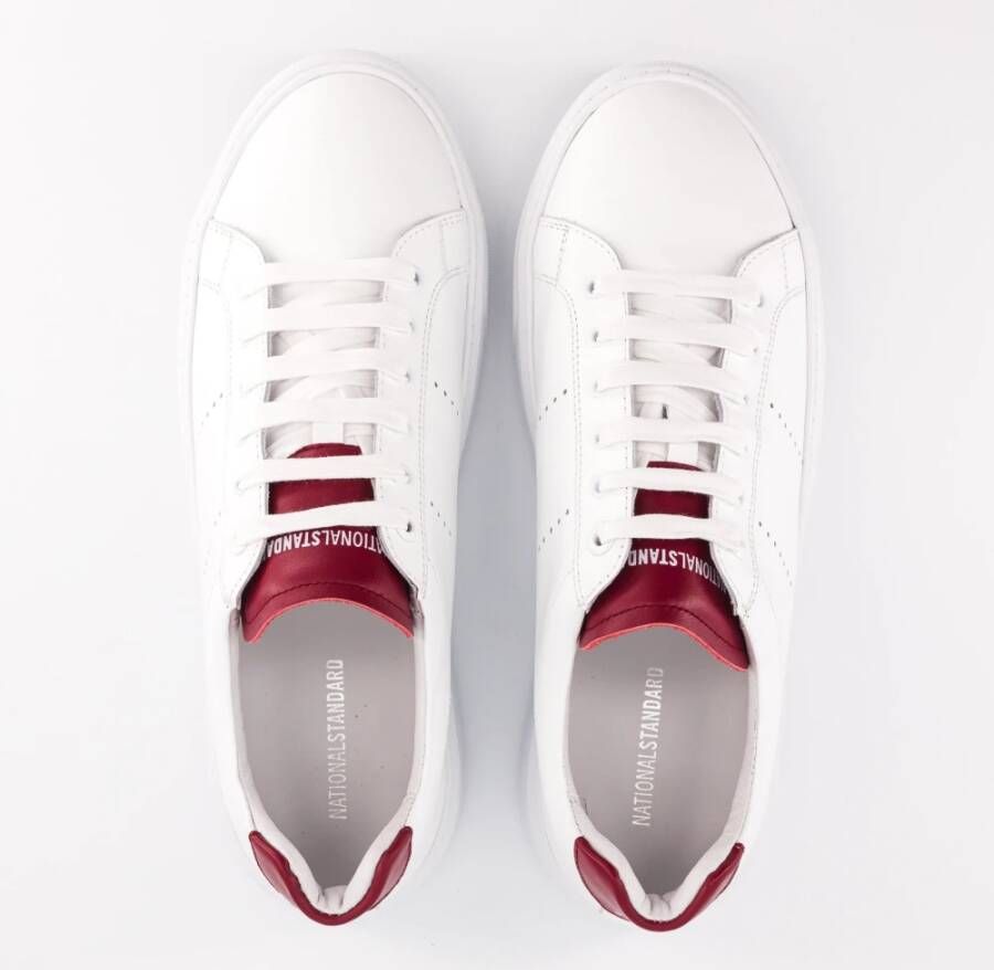 National Standard Handgemaakte Ethische Sneakers Wit Rood White Heren