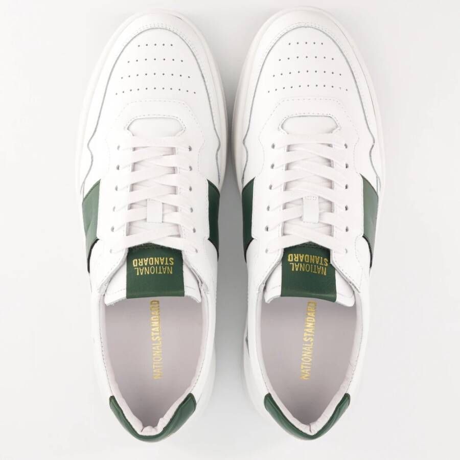 National Standard Handgemaakte Groene Band Sneakers White Heren