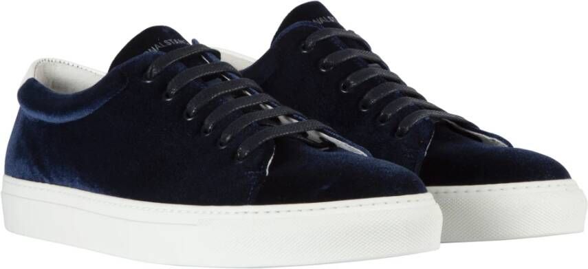 National Standard Handgemaakte Navy Velvet Sneakers Blue Heren