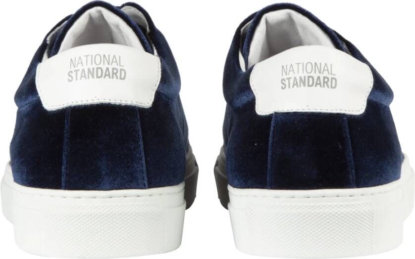 National Standard Handgemaakte Navy Velvet Sneakers Blue Heren