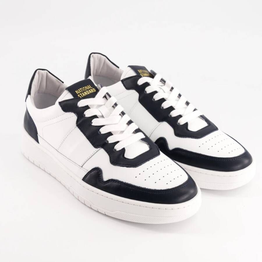 National Standard Handgemaakte White Navy Sneakers Black Heren