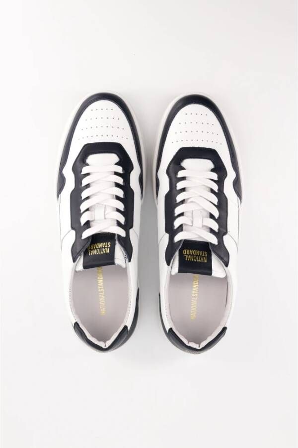 National Standard Handgemaakte White Navy Sneakers Black Heren