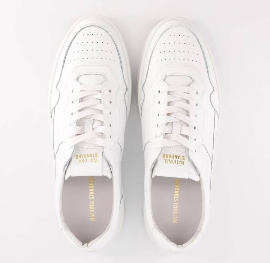 National Standard Handgemaakte Witte Monochrome Sneakers White Heren