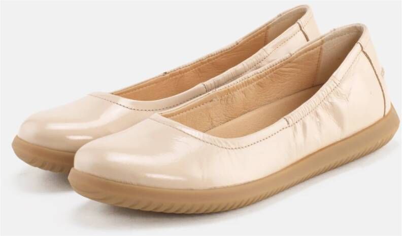 Nature Footwear Crème Leren Ballerina Schoenen Beige Dames