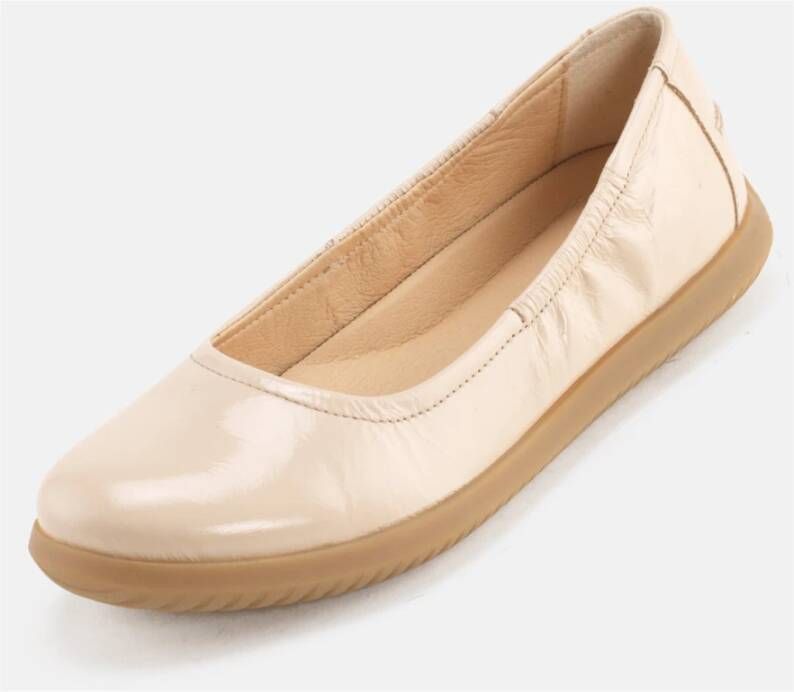 Nature Footwear Crème Leren Ballerina Schoenen Beige Dames