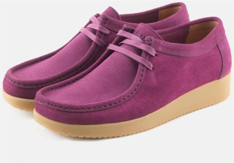 Nature Footwear Donkerbessen Suède Veterschoenen Purple Dames