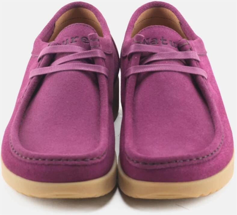 Nature Footwear Donkerbessen Suède Veterschoenen Purple Dames