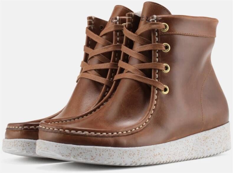 Nature Footwear Leren Winterlaars Asta Tobacco Brown Dames