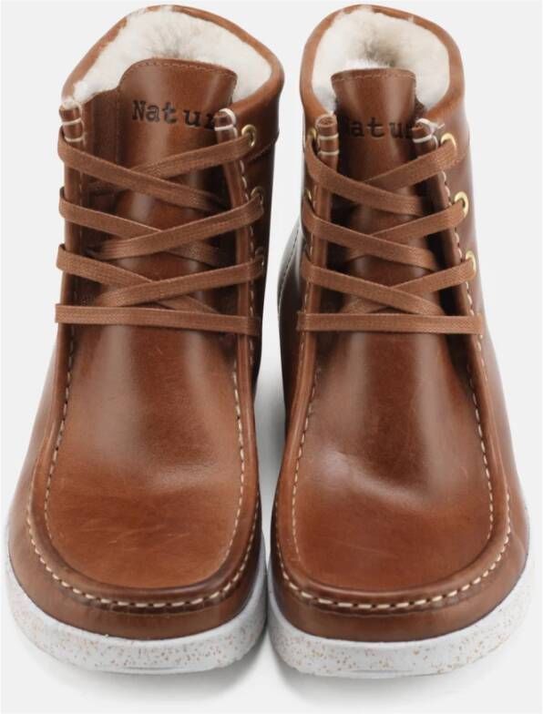 Nature Footwear Leren Winterlaars Asta Tobacco Brown Dames