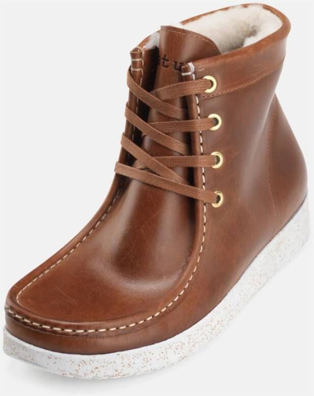 Nature Footwear Leren Winterlaars Asta Tobacco Brown Dames