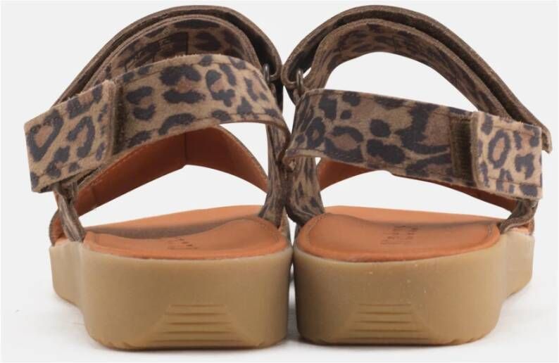 Nature Footwear Luipaard Suede Sandaal Brown Dames