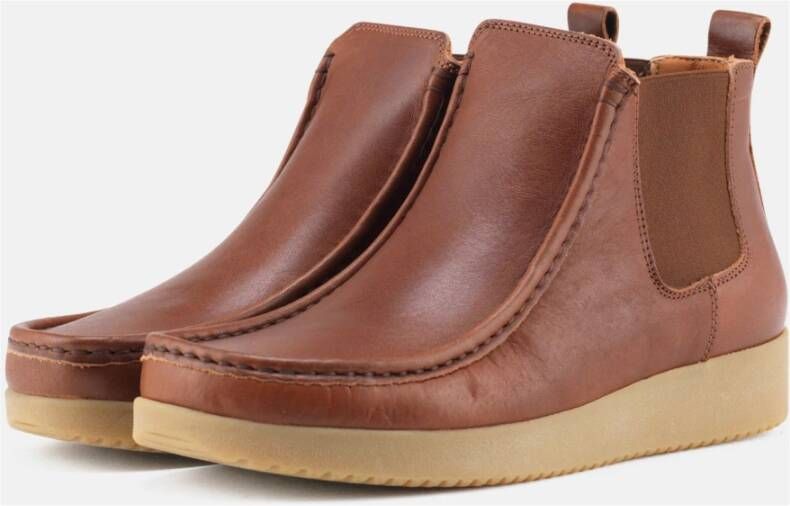 Nature Footwear Pull Up Leren Laars Cognac Brown Dames