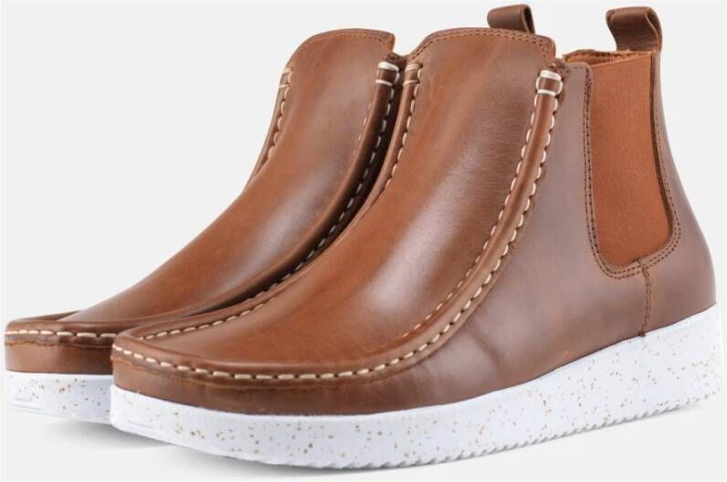 Nature Footwear Pull Up Leren Laars Tabak Brown Dames