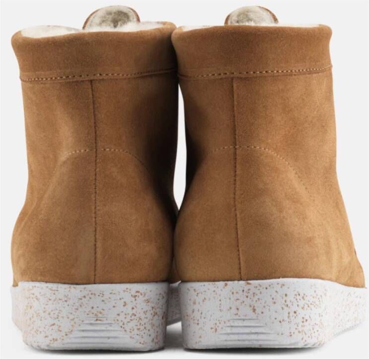 Nature Footwear Suède Winterlaars met Schapenvacht Voering Brown Dames