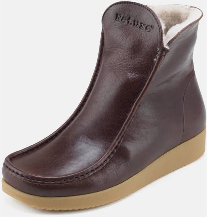 Nature Footwear Warm Gevoerde Laars Leer Koffie Brown Dames