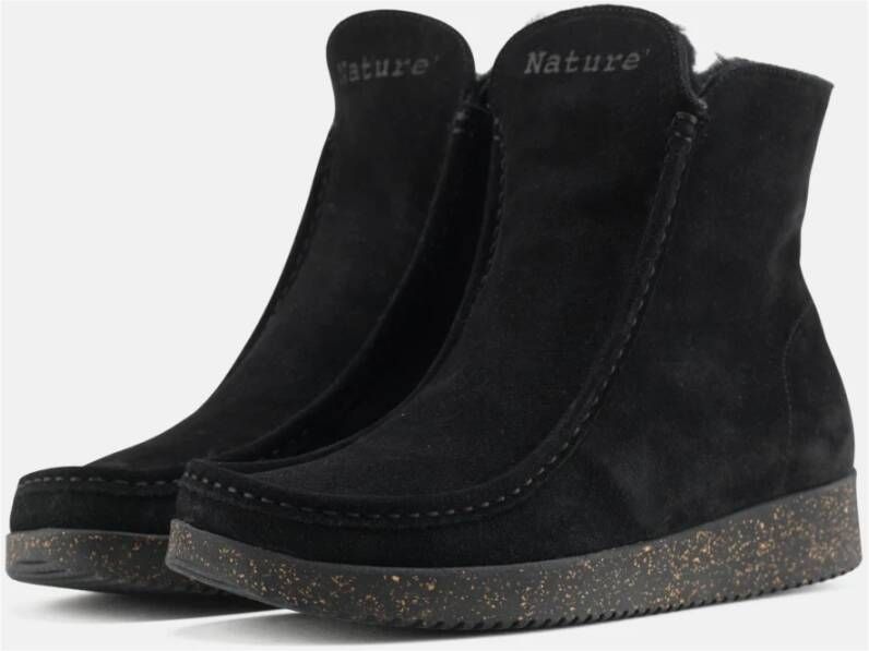 Nature Footwear Warmgevoerde Suède Laars Zwart Black Dames