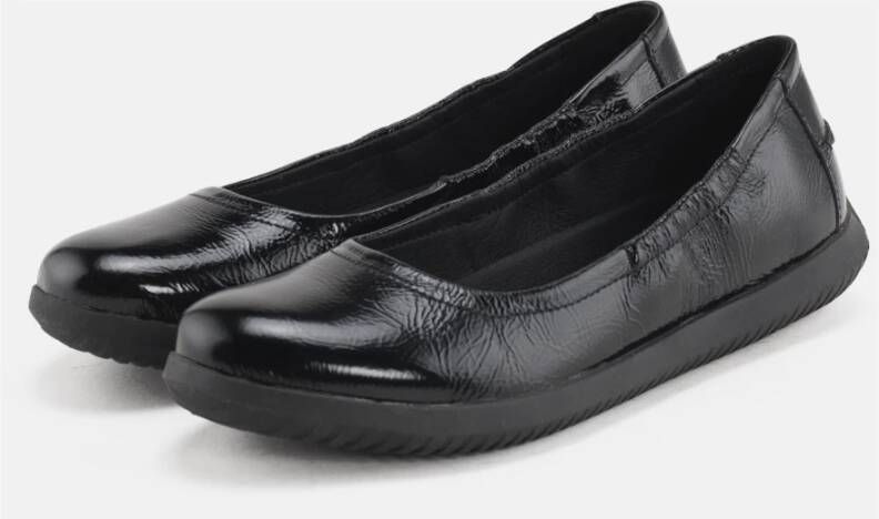 Nature Footwear Zwarte Leren Ballerina Schoenen Black Dames