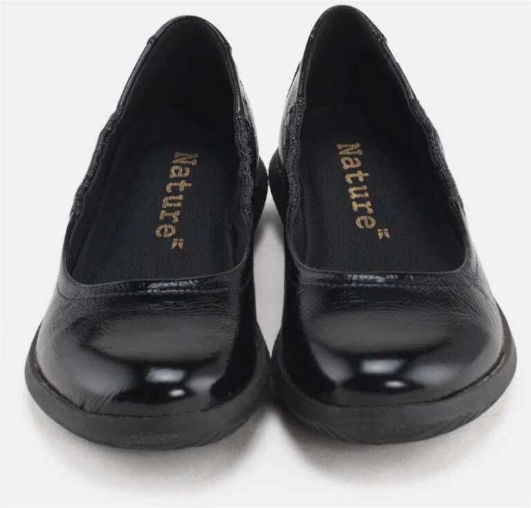 Nature Footwear Zwarte Leren Ballerina Schoenen Black Dames