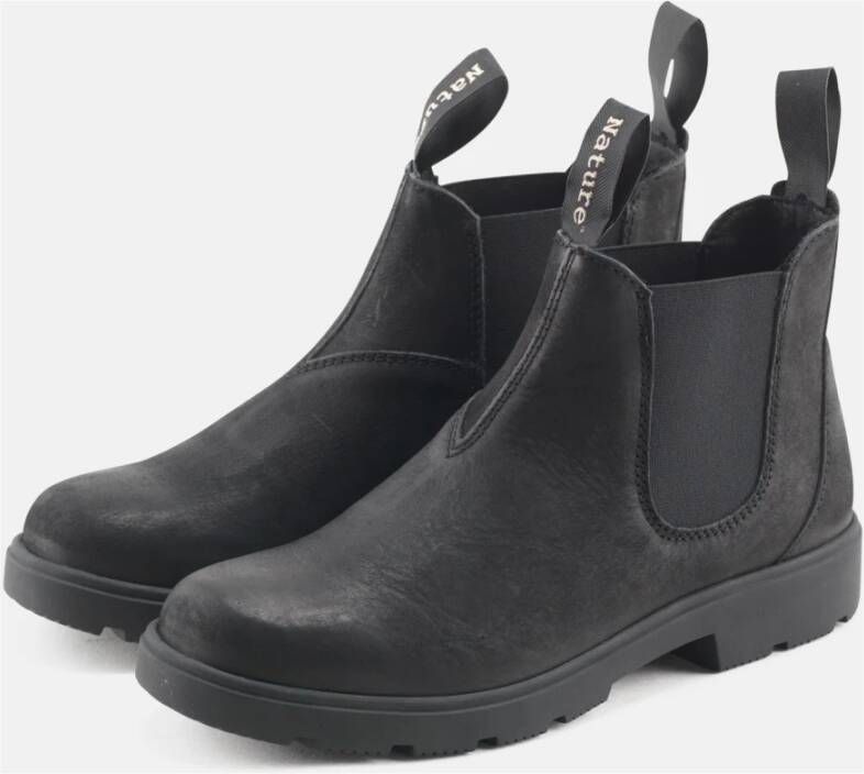 Nature Footwear Zwarte Nubuck Elastische Laars Black Dames