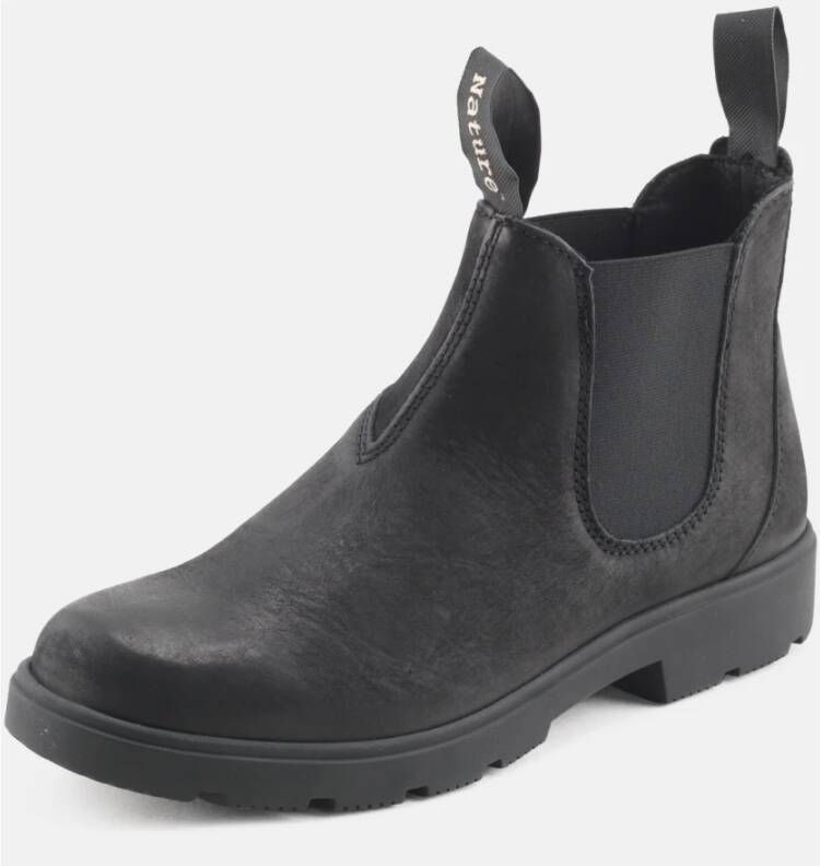 Nature Footwear Zwarte Nubuck Elastische Laars Black Dames