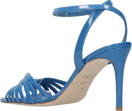 Ncub Blauwe Leren Sandalen met 12cm Hak Blue Dames