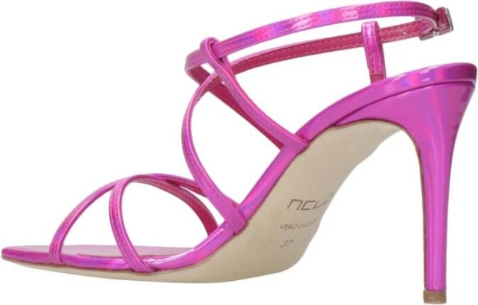 Ncub Fuchsia Patent Sandalen met Enkelband Pink Dames