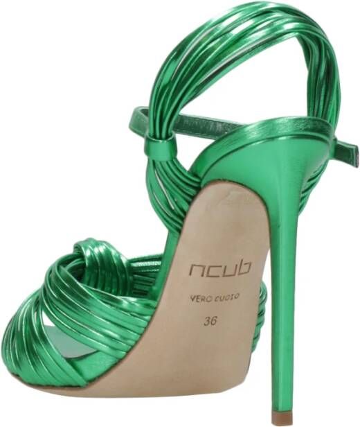 Ncub Groene Leren Sandalen met Enkelband Green Dames