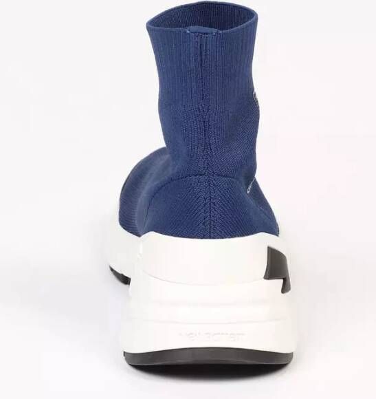 Neil Barrett Blauwe textielvoering sneaker met Bolt Sock en zijlogo Blauw Heren