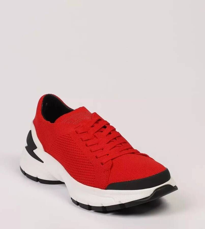 Neil Barrett Rode Bolt Sneakers. Technische Stof. 4 cm Hakhoogte. Rood Heren