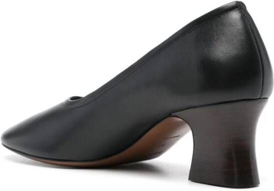 Neous Zwarte Leren Instap Schoenen Met Middelhoge Hak Black Dames