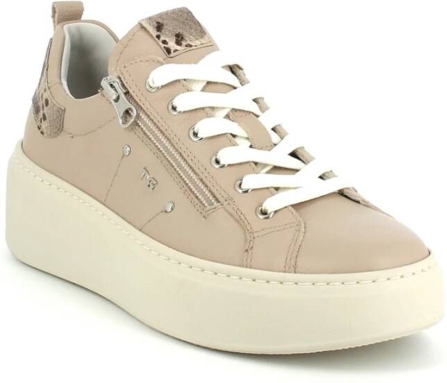 Nerogiardini Beige Leren Sneakers Beige Dames