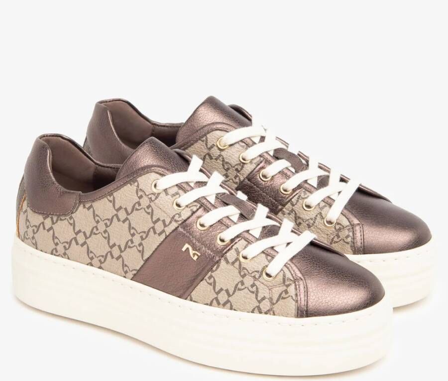 Nerogiardini Beige Platform Sneakers Made in Italy Beige Dames