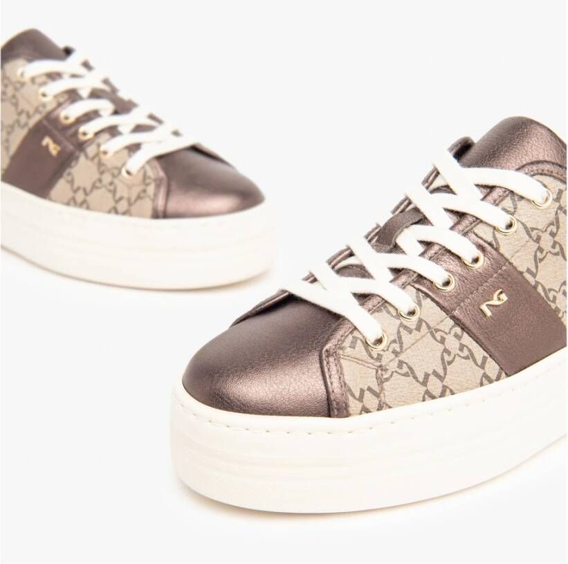 Nerogiardini Beige Platform Sneakers Made in Italy Beige Dames