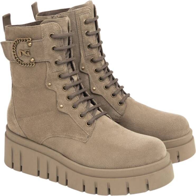 Nerogiardini Beige Veterschoenen met zijrits Beige Dames