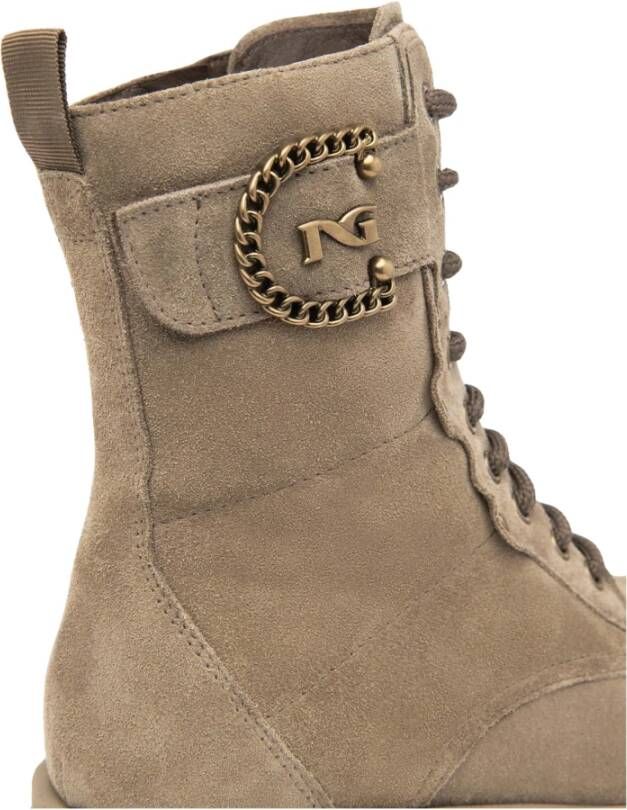 Nerogiardini Beige Veterschoenen met zijrits Beige Dames