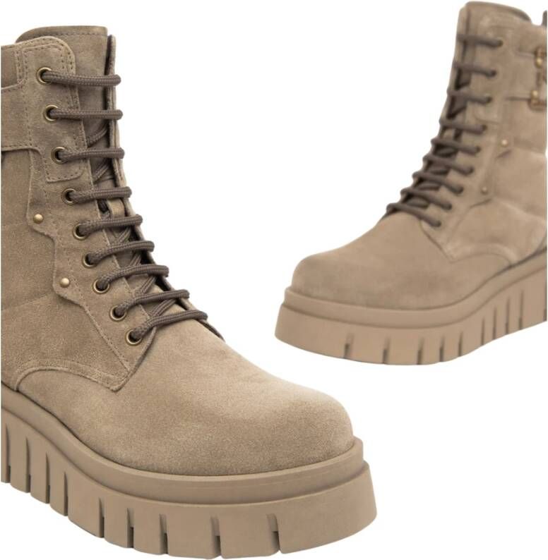 Nerogiardini Beige Veterschoenen met zijrits Beige Dames